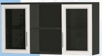 Антресоль большая с двумя стеклодверями ДЛЯ ГОСТИНОЙ АБС-2 Венге/Дуб выбеленный в Барнауле - barnaul.mebel54.com | фото