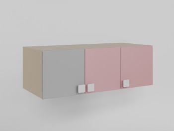 Антресоль на шкаф 3-х створчатый (Розовый/Серый/корпус Клен) в Барнауле - barnaul.mebel54.com | фото