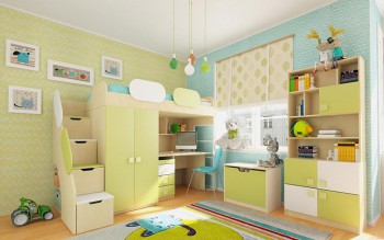 Детская комната Эппл (Зеленый/Белый/корпус Клен) в Барнауле - barnaul.mebel54.com | фото
