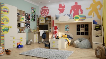 Детская комната Клаксон (Бежевый/корпус Клен) в Барнауле - barnaul.mebel54.com | фото