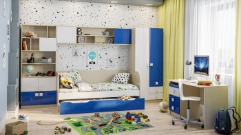 Детская комната Скай Люкс (Синий/Белый/корпус Клен) в Барнауле - barnaul.mebel54.com | фото