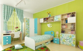 Детская комната Твит (Белый/Зеленый/корпус Клен) в Барнауле - barnaul.mebel54.com | фото