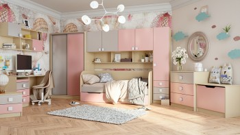 Диван-кровать Грэйси (Розовый/Серый/корпус Клен) в Барнауле - barnaul.mebel54.com | фото