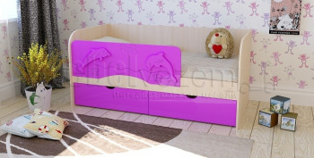 Друзья Кровать детская 2 ящика 1.6 Фиолетовый глянец в Барнауле - barnaul.mebel54.com | фото