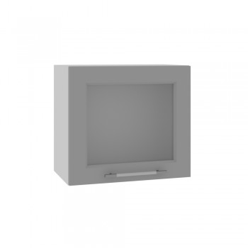 Гарда ВПГС 500 шкаф верхний горизонтальный со стеклом высокий (Белый Эмалит/корпус Серый) в Барнауле - barnaul.mebel54.com | фото