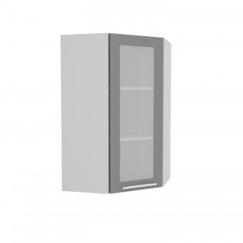 Гарда ВПУС 550 шкаф верхний угловой со стеклом высокий (Белый Эмалит/корпус Серый) в Барнауле - barnaul.mebel54.com | фото