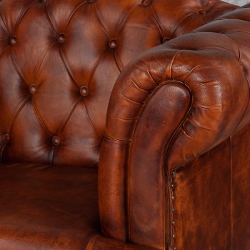 Кресло кожаное Лофт Честер-Нью (Коричневый, Рыжий) в Барнауле - barnaul.mebel54.com | фото