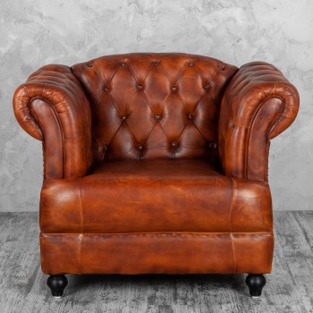 Кресло кожаное Лофт Честер-Нью (Коричневый, Рыжий) в Барнауле - barnaul.mebel54.com | фото