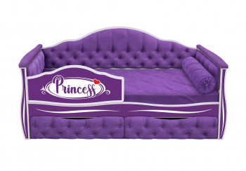 Кровать 160 серии Иллюзия 2 ящика 32 Фиолетовый (мягкие боковые накладки/подушка валик) в Барнауле - barnaul.mebel54.com | фото