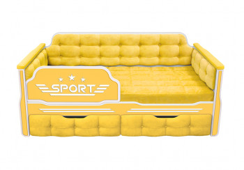 Кровать 160 серии Спорт 2 ящика 74 Жёлтый (мягкие боковые накладки) в Барнауле - barnaul.mebel54.com | фото