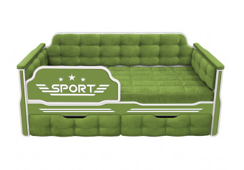 Кровать 160 серии Спорт 2 ящика 76 Зелёный (мягкие боковые накладки) в Барнауле - barnaul.mebel54.com | фото
