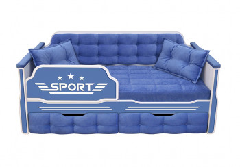 Кровать 160 серии Спорт 2 ящика 85 Синий (подушки) в Барнауле - barnaul.mebel54.com | фото