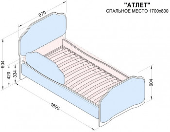 Кровать 170 Атлет 29 Синий (мягкий бортик) в Барнауле - barnaul.mebel54.com | фото