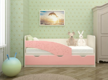 Кровать Бабочки 1,6м (Розовый металлик) в Барнауле - barnaul.mebel54.com | фото