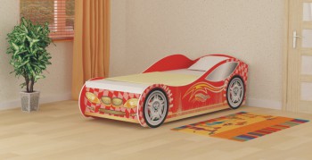  Кровать одноместная Авто-3-2(без матраса) с рисунком Авто Желтый в Барнауле - barnaul.mebel54.com | фото