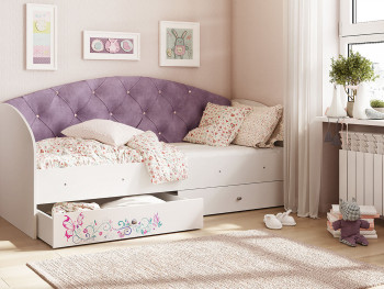 Кровать детская Эльза Белый/Фиолетовый в Барнауле - barnaul.mebel54.com | фото
