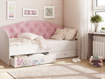 Кровать детская Эльза Белый/Розовый в Барнауле - barnaul.mebel54.com | фото