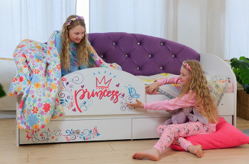 Кровать детская Эльза с бортиком Принцесса Белый/Фиолетовый в Барнауле - barnaul.mebel54.com | фото