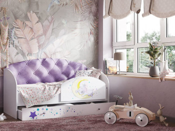 Кровать детская Звездочка Белый/Фиолетовый в Барнауле - barnaul.mebel54.com | фото