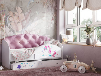 Кровать детская Звездочка Белый/Розовый в Барнауле - barnaul.mebel54.com | фото