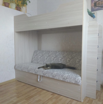 Кровать двухъярусная с диваном (Беленый дуб) в Барнауле - barnaul.mebel54.com | фото