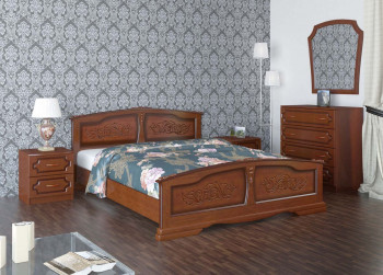 Кровать Елена из массива сосны 1600*2000 Орех в Барнауле - barnaul.mebel54.com | фото