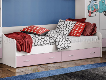 Кровать Fashion-1 Вега 0,9 м (Белый/Розовый) в Барнауле - barnaul.mebel54.com | фото