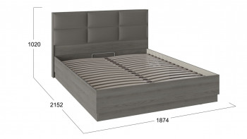 Кровать «Либерти» с мягким изголовьем и подъемным механизмом Хадсон/Ткань Грей/1800 в Барнауле - barnaul.mebel54.com | фото