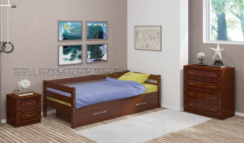 Кровать одинарная ГЛОРИЯ из массива сосны  900*2000 (Орех) в Барнауле - barnaul.mebel54.com | фото