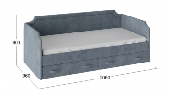 Кровать с мягкой обивкой и ящиками «Кантри» Тип 1 (900) (Замша синяя) в Барнауле - barnaul.mebel54.com | фото