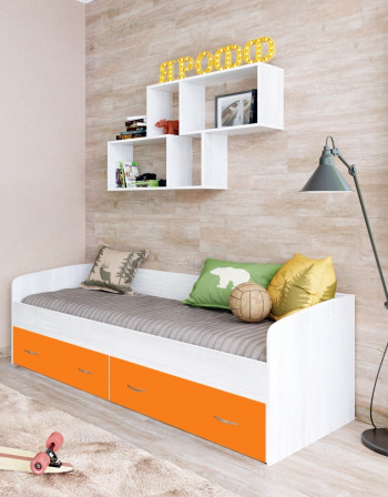 Кровать с выкатными ящиками Винтерберг/Оранжевый в Барнауле - barnaul.mebel54.com | фото
