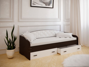 Кровать Софа-8 с мягкой спинкой (900х2000) Венге/ Белый в Барнауле - barnaul.mebel54.com | фото