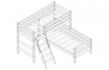 Кровать Соня вариант 8 угловая с наклонной лестницей Белый полупрозрачный в Барнауле - barnaul.mebel54.com | фото