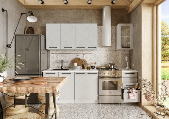 Кухонный гарнитур Нувель 1800мм белый/бетон белый в Барнауле - barnaul.mebel54.com | фото
