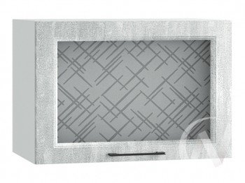 Либерти Шкаф верхний горизонтальный со стеклом ШВГС 609 (Холст грей/корпус белый) в Барнауле - barnaul.mebel54.com | фото