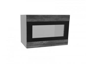 Лофт ПГСФ 500 шкаф верхний горизонтальный со стеклом и фотопечатью (Дуб бурый/корпус Серый) в Барнауле - barnaul.mebel54.com | фото