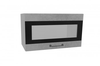 Лофт ПГСФ 600 шкаф верхний горизонтальный со стеклом и фотопечатью (Бетон светлый/корпус Серый) в Барнауле - barnaul.mebel54.com | фото
