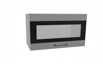 Лофт ПГСФ 600 шкаф верхний горизонтальный со стеклом и фотопечатью (Штукатурка серая/корпус Серый) в Барнауле - barnaul.mebel54.com | фото