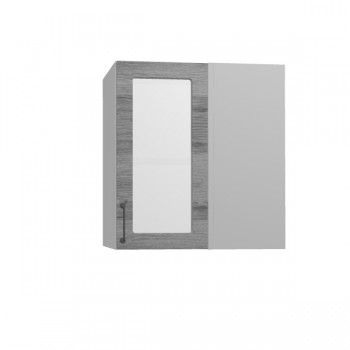 Лофт ПУС 650 шкаф верхний угловой со стеклом (Дуб цикорий/корпус Серый) в Барнауле - barnaul.mebel54.com | фото