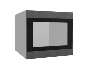 Лофт ВПГСФ 500 шкаф верхний горизонтальный со стеклом высокий с фотопечатью (Бетон темный/корпус Серый) в Барнауле - barnaul.mebel54.com | фото