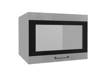 Лофт ВПГСФ 600 шкаф верхний горизонтальный со стеклом высокий с фотопечатью (Бетон светлый/корпус Серый) в Барнауле - barnaul.mebel54.com | фото