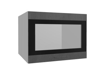 Лофт ВПГСФ 600 шкаф верхний горизонтальный со стеклом высокий с фотопечатью (Бетон темный/корпус Серый) в Барнауле - barnaul.mebel54.com | фото