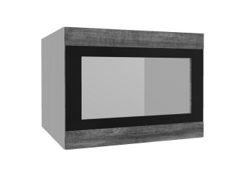 Лофт ВПГСФ 600 шкаф верхний горизонтальный со стеклом высокий с фотопечатью (Дуб бурый/корпус Серый) в Барнауле - barnaul.mebel54.com | фото