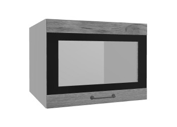 Лофт ВПГСФ 600 шкаф верхний горизонтальный со стеклом высокий с фотопечатью (Дуб цикорий/корпус Серый) в Барнауле - barnaul.mebel54.com | фото
