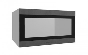 Лофт ВПГСФ 800 шкаф верхний горизонтальный со стеклом высокий с фотопечатью (Бетон темный/корпус Серый) в Барнауле - barnaul.mebel54.com | фото