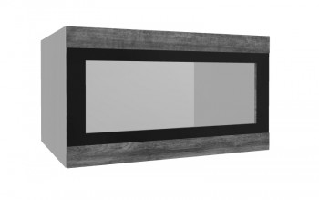 Лофт ВПГСФ 800 шкаф верхний горизонтальный со стеклом высокий с фотопечатью (Дуб бурый/корпус Серый) в Барнауле - barnaul.mebel54.com | фото