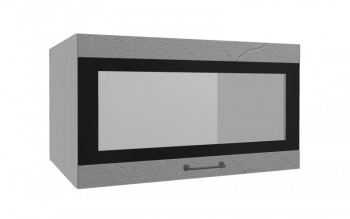 Лофт ВПГСФ 800 шкаф верхний горизонтальный со стеклом высокий с фотопечатью (Штукатурка серая/корпус Серый) в Барнауле - barnaul.mebel54.com | фото