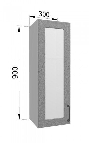 Лофт ВПС 300 шкаф верхний со стеклом высокий (Штукатурка серая/корпус Серый) в Барнауле - barnaul.mebel54.com | фото