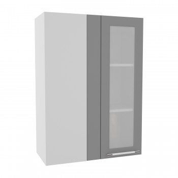 Лофт ВПУС 650 шкаф верхний угловой со стеклом высокий (Бетон светлый/корпус Серый) в Барнауле - barnaul.mebel54.com | фото