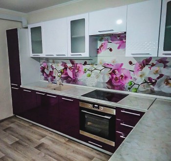 Модульная кухня Капля 2,9 м (Кофе с молоком глянец/Серый) в Барнауле - barnaul.mebel54.com | фото